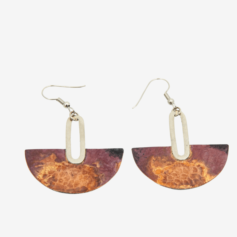 Half Circle Hammered Copper Earrings