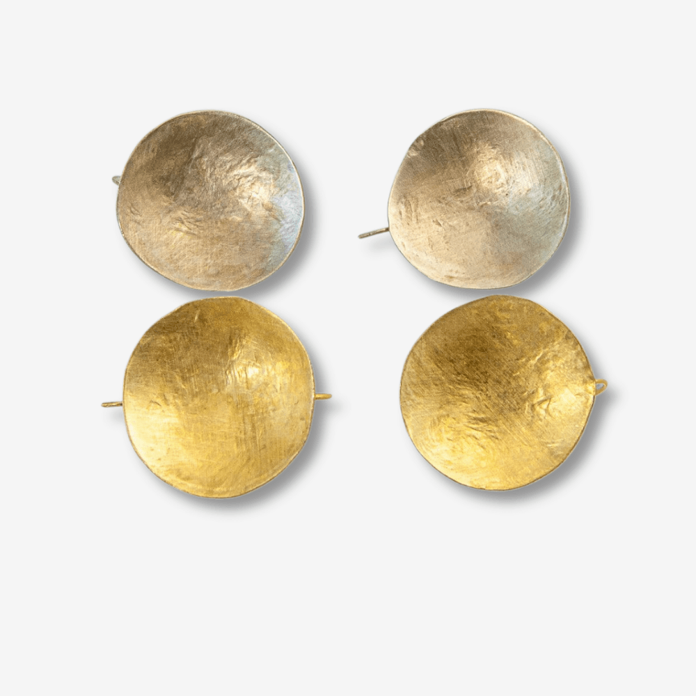 Hammered Brass Circle Earrings