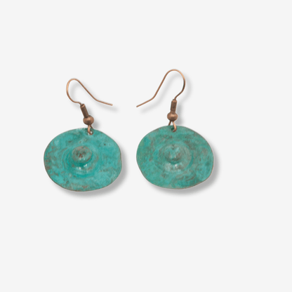 Turquoise Patina Mini Copper Earrings